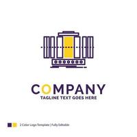 diseño de logotipo de nombre de empresa para turbina. vertical. eje. viento. tecnología. diseño de marca púrpura y amarillo con lugar para eslogan. plantilla de logotipo creativo para pequeñas y grandes empresas. vector