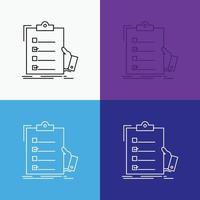 checklist. check. expertise. list. clipboard Icon Over Various Background. Line style design. designed for web and app. Eps 10 vector illustration