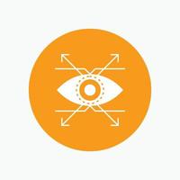 Business. eye. look. vision White Glyph Icon in Circle. Vector Button illustration