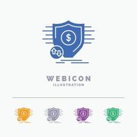 Finance. financial. money. secure. security 5 Color Glyph Web Icon Template isolated on white. Vector illustration