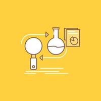 Analysis. business. develop. development. market Flat Line Filled Icon. Beautiful Logo button over yellow background for UI and UX. website or mobile application vector