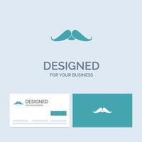 bigote. inconformista. movimiento masculino. símbolo de icono de glifo de logotipo de empresa de hombres para su negocio. tarjetas de visita turquesas con plantilla de logotipo de marca. vector