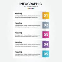 Vertical Infographic arrow design with 5 options or steps. vector