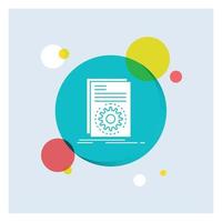 Code. executable. file. running. script White Glyph Icon colorful Circle Background vector