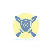 Badge. emblem. game. shield. swords Glyph Icon. vector