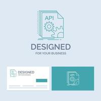 Api. app. coding. developer. software Business Logo Line Icon Symbol for your business. Turquoise Business Cards with Brand logo template vector