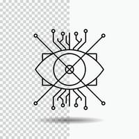 Ar. augmentation. cyber. eye. lens Line Icon on Transparent Background. Black Icon Vector Illustration