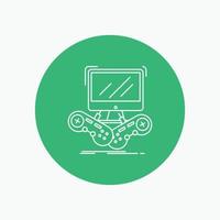 Game. gaming. internet. multiplayer. online White Line Icon in Circle background. vector icon illustration