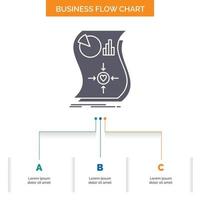 Estimation. love. relationship. response. responsive Business Flow Chart Design with 3 Steps. Glyph Icon For Presentation Background Template Place for text. vector