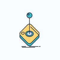 Arcade. game. gaming. joystick. stick Flat Icon. green and Yellow sign and symbols for website and Mobile appliation. vector illustration