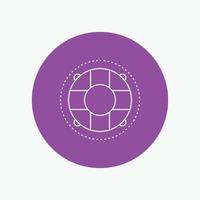 Help. life. lifebuoy. lifesaver. preserver White Line Icon in Circle background. vector icon illustration