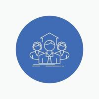 Team. Business. teamwork. group. meeting White Line Icon in Circle background. vector icon illustration