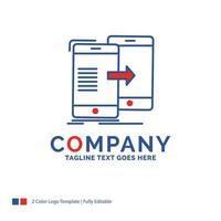 Company Name Logo Design For data. Sharing. sync. synchronization. syncing. Blue and red Brand Name Design with place for Tagline. Abstract Creative Logo template for Small and Large Business. vector