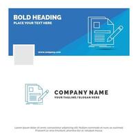 Blue Business Logo Template for document. file. page. pen. Resume. Facebook Timeline Banner Design. vector web banner background illustration