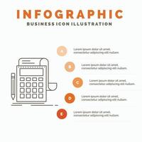 Accounting. audit. banking. calculation. calculator Infographics Template for Website and Presentation. Line Gray icon with Orange infographic style vector illustration