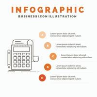 Accounting. audit. banking. calculation. calculator Infographics Template for Website and Presentation. Line Gray icon with Orange infographic style vector illustration