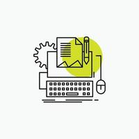 Type Writer. paper. computer. paper. keyboard Line Icon vector