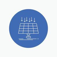 Solar. Panel. Energy. technology. smart city White Line Icon in Circle background. vector icon illustration