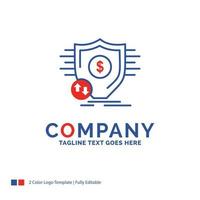 Company Name Logo Design For Finance. financial. money. secure. security. Blue and red Brand Name Design with place for Tagline. Abstract Creative Logo template for Small and Large Business. vector