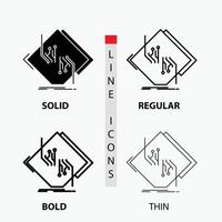 Board. chip. circuit. network. electronic Icon in Thin. Regular. Bold Line and Glyph Style. Vector illustration