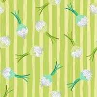 Hand drawn onion bulb seamless pattern. Onion in doodle style endless wallpaper. vector