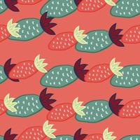 Fresas dibujadas a mano wallpaper.doodle patrón sin fisuras de fresa. telón de fondo de frutas. vector