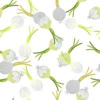 Hand drawn onion bulb seamless pattern. Onion in doodle style endless wallpaper. vector