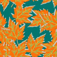 Abstract oak leaves seamless pattern. Maple foliage backdrop. vector