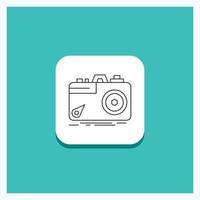 Round Button for Camera. photography. capture. photo. aperture Line icon Turquoise Background vector