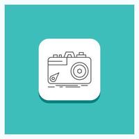 Round Button for Camera. photography. capture. photo. aperture Line icon Turquoise Background vector