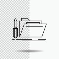 folder. tool. repair. resource. service Line Icon on Transparent Background. Black Icon Vector Illustration