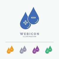 blood. drop. liquid. Plus. Minus 5 Color Glyph Web Icon Template isolated on white. Vector illustration