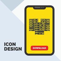 Center. centre. data. database. server Glyph Icon in Mobile for Download Page. Yellow Background vector