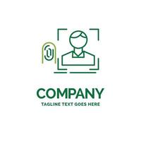 finger. fingerprint. recognition. scan. scanning Flat Business Logo template. Creative Green Brand Name Design. vector