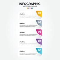 diseño infográfico vertical vectorial con iconos. 5 opciones o 5 pasos. diagrama de proceso diagrama de flujo gráfico de información vector