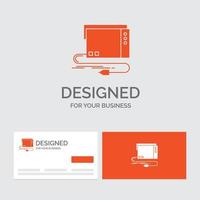Business logo template for audio. card. external. interface. sound. Orange Visiting Cards with Brand logo template. vector