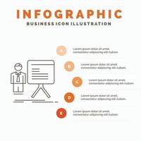 presentation. businessman. chart. graph. progress Infographics Template for Website and Presentation. Line Gray icon with Orange infographic style vector illustration