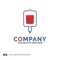 Company Name Logo Design For blood. test. sugar test. samples. Blue and red Brand Name Design with place for Tagline. Abstract Creative Logo template for Small and Large Business. vector
