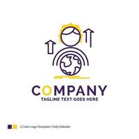 Company Name Logo Design For abilities. development. Female. global. online. Purple and yellow Brand Name Design with place for Tagline. Creative Logo template for Small and Large Business. vector