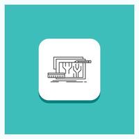 Round Button for Architecture. blueprint. circuit. design. engineering Line icon Turquoise Background vector