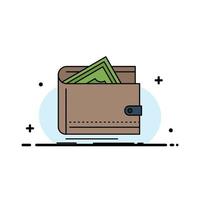 Cash finance money personal purse Flat Color Icon Vector