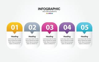 Business timeline chart template Horizontal Infographic 5 steps vector illustration