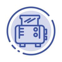 Toast Toast Machine Toaster Blue Dotted Line Line Icon vector