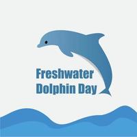 Vector illustration of Freshwater Dolphin Day. Simple and elegant design