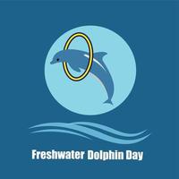 Vector illustration of Freshwater Dolphin Day. Simple and elegant design