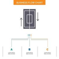 sync. synchronization. data. phone. smartphone Business Flow Chart Design with 3 Steps. Glyph Icon For Presentation Background Template Place for text. vector