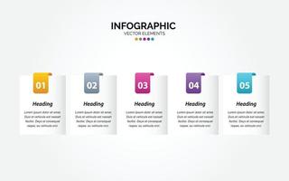 círculo de plantilla de infografía horizontal de negocios colorido con 5 pasos vector