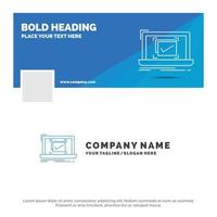 Blue Business Logo Template for system. monitoring. checklist. Good. OK. Facebook Timeline Banner Design. vector web banner background illustration