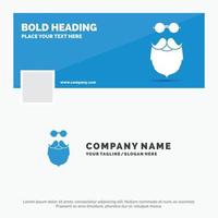 Blue Business Logo Template for moustache. Hipster. movember. beared. men. Facebook Timeline Banner Design. vector web banner background illustration