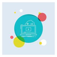 Cloud. game. online. streaming. video White Line Icon colorful Circle Background vector